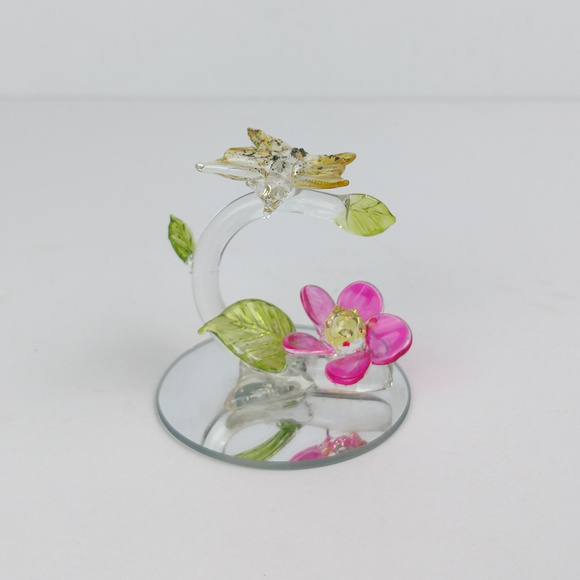 SOLD Butterfly Flower Spun Glass Ornament Figurine - Picture 4 of 4